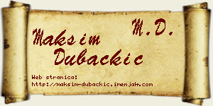 Maksim Dubačkić vizit kartica
